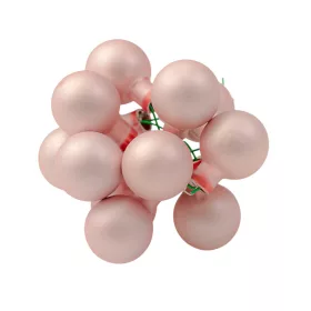   Sklenená guľôčka na drôtiku, matná ružová, priemer 2cm, zväzok 12 ks