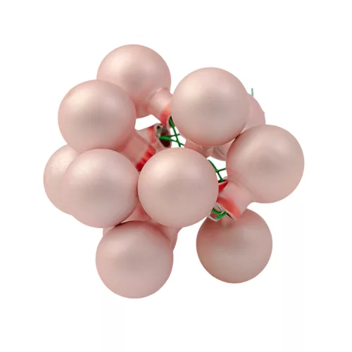 Sklenená guľôčka na drôtiku, matná ružová, priemer 2cm, zväzok 12 ks