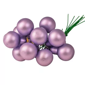   Sklenená guľôčka na drôtiku, matná svetlofialová, priemer 2cm, zväzok 12 ks