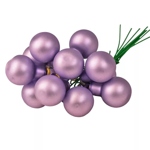 Sklenená guľôčka na drôtiku, matná svetlofialová, priemer 2cm, zväzok 12 ks