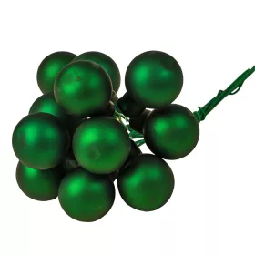   Sklenená guľôčka na drôtiku, matná tmavozelená, priemer 2cm, zväzok 12 ks