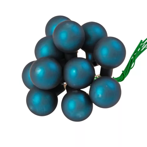 Sklenená guľôčka na drôtiku, matná modrá, priemer 2cm, zväzok 12 ks