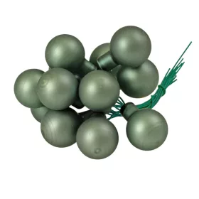   Sklenená guľôčka na drôtiku, matná zelená, priemer 2cm, zväzok 12 ks