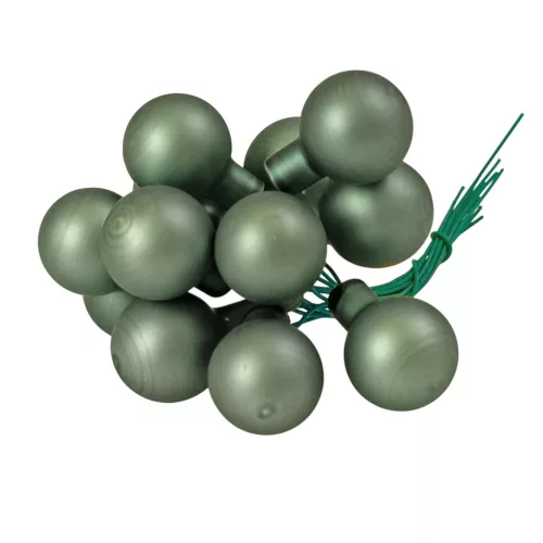Sklenená guľôčka na drôtiku, matná zelená, priemer 2cm, zväzok 12 ks