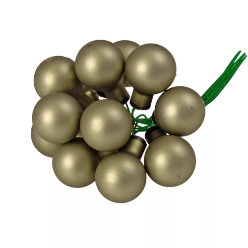Sklenená guľôčka na drôtiku, matná rozmarín, priemer 2cm, zväzok 12 ks