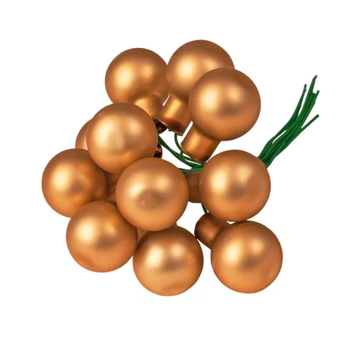 Sklenená guľôčka na drôtiku, matná bronz, priemer 2cm, zväzok 12 ks