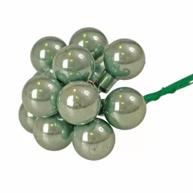   Sklenená guľôčka na drôtiku, perleťová zelená, priemer 2cm, zväzok 12 ks