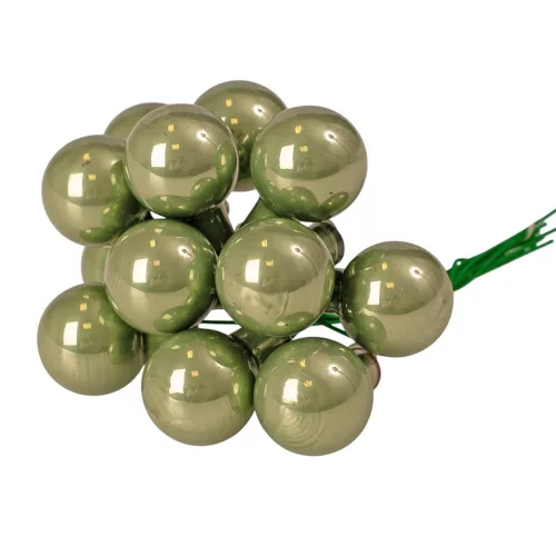 Sklenená guľôčka na drôtiku, perleťová rozmarín, priemer 2cm, zväzok 12 ks