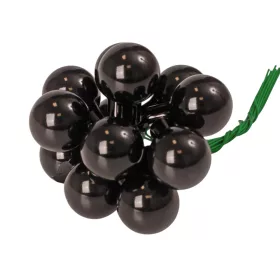   Sklenená guľôčka na drôtiku, lesklá čierna, priemer 2cm, zväzok 12 ks