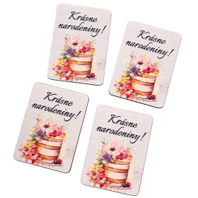   4ks. "Krásne narodeniny!" dekoračných tabuliek s nápisom 7 x 5 cm