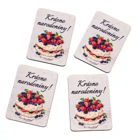   4ks. "Krásne narodeniny!" dekoračných tabuliek s nápisom 7 x 5 cm