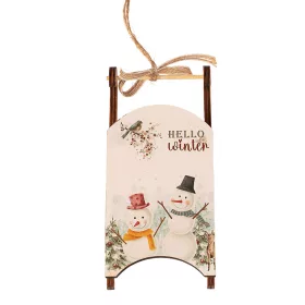   Sánky vianočná ozdoba, 15 x 7 x 3cm, na kreatívne použitie alebo na vianočný stromček - S motívom snehuliaka