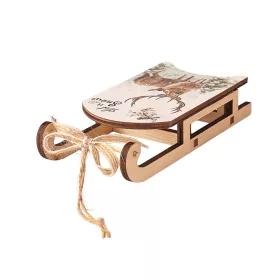   Sánky vianočná ozdoba, 15 x 7 x 3cm, na kreatívne použitie alebo na vianočný stromček - S motívom jeleňa