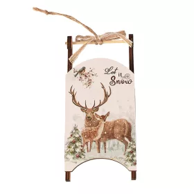   Sánky vianočná ozdoba, 15 x 7 x 3cm, na kreatívne použitie alebo na vianočný stromček - S motívom jeleňa
