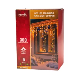   LED trblietavý cencúľový svetelný záves, 5 + 5m, vonkajší, 300 DOT LED (studené biele blikajúce medzi teplými bielymi)