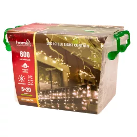 LED svetelný záves, 20 + 5m, 600 studenobielych LED