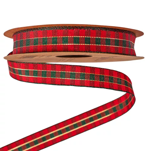 Vianočná škótska károvaná stuha 15mm x 10m  