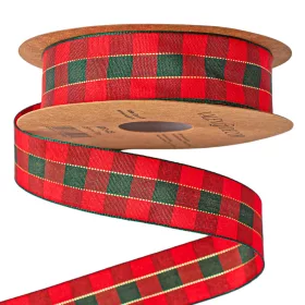 Vianočná škótska károvaná stuha 25mm x 10m  