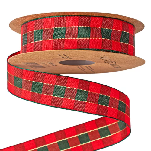 Vianočná škótska károvaná stuha 25mm x 10m  