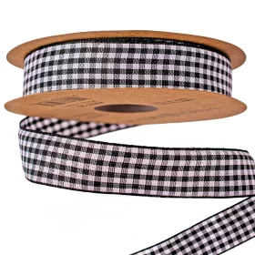Károvaná stuha 20mm x 10m - Biela/Čierna  