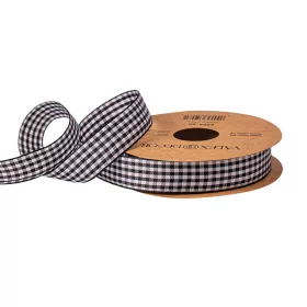 Károvaná stuha 20mm x 10m - Biela/Čierna  