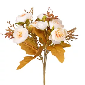 Hodvábna pivónia kytica, 5 stoniek, 28cm vysoká - Biela