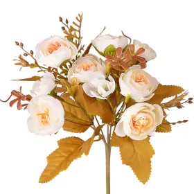 Hodvábna pivónia kytica, 5 stoniek, 28cm vysoká - Biela