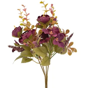   Hodvábna kytica s pivóniami, 5 stoniek, 29cm vysoká - Fialový