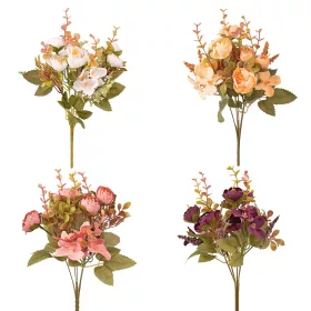   Hodvábna kytica s pivóniami, 5 stoniek, 29cm vysoká - 48-kusový mix