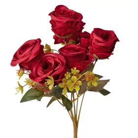 Hodvábna kytica ruží, 7 stoniek, 31cm vysoká - Bordová