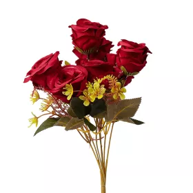 Hodvábna kytica ruží, 7 stoniek, 31cm vysoká - Bordová