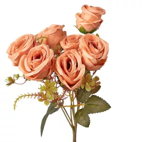   Hodvábna kytica ruží, 7 stoniek, 31cm vysoká - Marhuľová