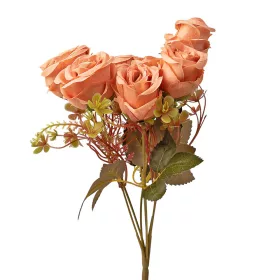   Hodvábna kytica ruží, 7 stoniek, 31cm vysoká - Marhuľová