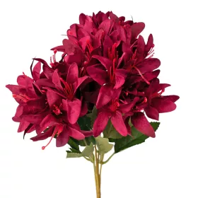   Hodvábna kytica, 5 stoniek, 29cm vysoká - Vínovo červená