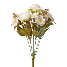 Hodvábna kytica ruží, 7 stoniek, 43cm vysoká - Biela