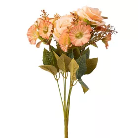   Hodvábna kytica ruží, 7 stoniek, 43cm vysoká - Marhuľová