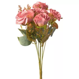 Hodvábna kytica ruží, 7 stoniek, 43cm vysoká - Ružová