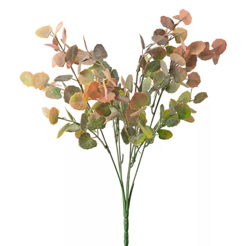 Eukalyptusový zväzok, 7 stoniek, výška 34cm - Zelená / Oranžová