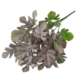   Monstera umelá rastlina, zväzok, 5 stoniek, výška 35cm - Zelená / Fialová