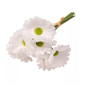 Real touch gerbera zväzok, 6 stoniek, výška 27cm - Biela