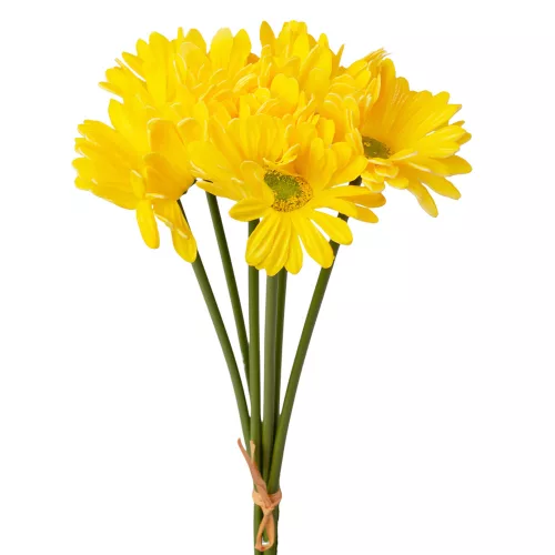 Real touch gerbera zväzok, 6 stoniek, výška 39cm - Žltá