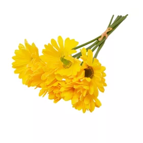 Real touch gerbera zväzok, 6 stoniek, výška 39cm - Žltá