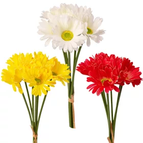   Real touch gerbera zväzok, 6 stoniek, výška 39cm - 40-kusový mix