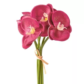   Real touch orchidea zväzok, 6 stoniek, výška 33cm - Bordová