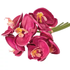   Real touch orchidea zväzok, 6 stoniek, výška 33cm - Bordová
