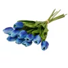 Real Touch tulipánový zväzok, 10 stoniek, výška 33.5cm - Modrá