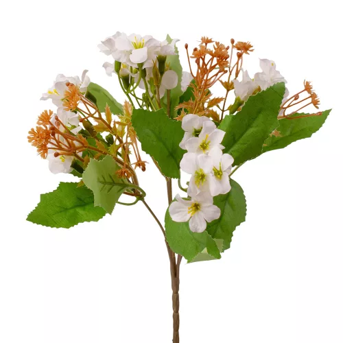 Zväzok hodvábnych kvetov s drobnými kvetmi, výška 28cm - Biela
