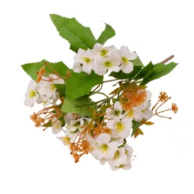   Zväzok hodvábnych kvetov s drobnými kvetmi, výška 28cm - Biela