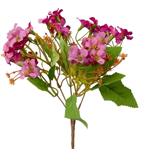 Zväzok hodvábnych kvetov s drobnými kvetmi, výška 28cm - Fialová