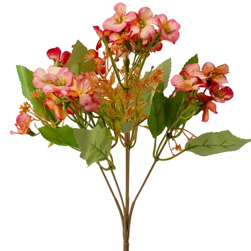 Zväzok hodvábnych kvetov s drobnými kvetmi, výška 28cm - Oranžová